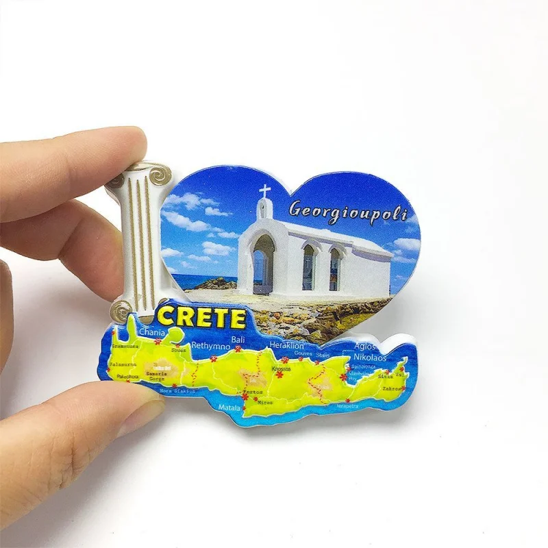 

Greece Crete Georgioupoli Agios Nikolaos Church 3D Resin Fridge Magnet - Home Decor Items Refrigerator Magnets Cute Magnets