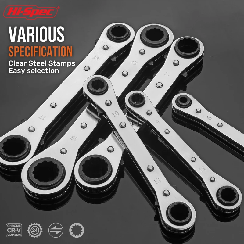 Hi-Spec  4-in-1 Ratchet Wrench 4 Head Sizes Adjustable Socket Wrench Flexible Telescopic Wrench Spanner Hand Tools Wrenches