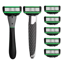 Manual Razor For Men, Safety 7-blades Razor, Replaceable Razor, Refill Blades, Classic Men's Shaving Tool