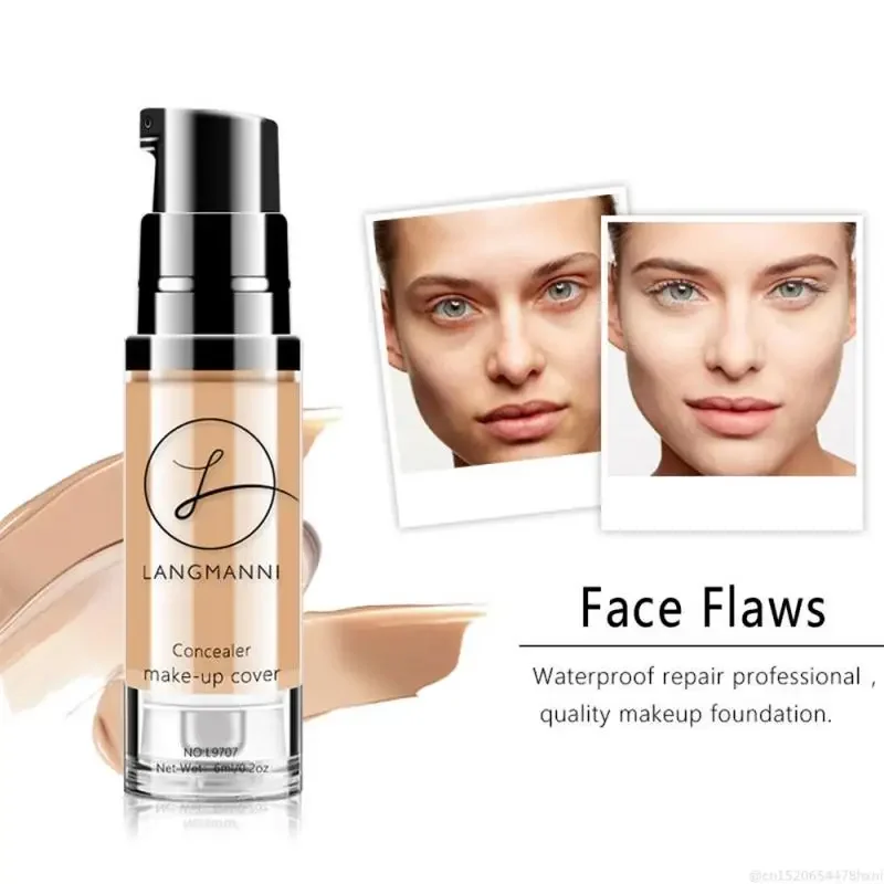 

Heallor Langmanni 6ml 6 Colors Full Cover Concealer Face Bright Foundation Cream Lasting Concealer Waterproof Whitening Make Up