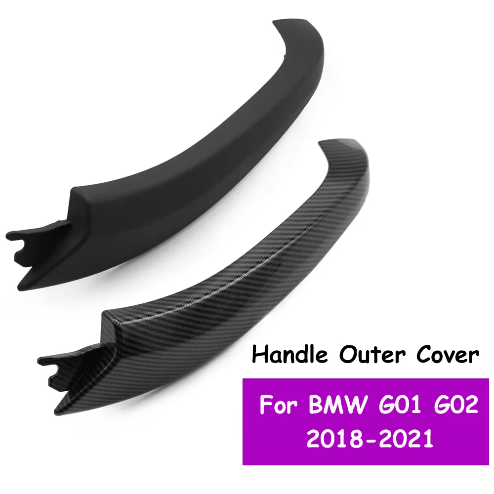 Car Interior Carbon Fiber Left Right Door Pull Handle Outer Cover Replacement For BMW X3 X4 G01 G02 F97 F98 2018-2021