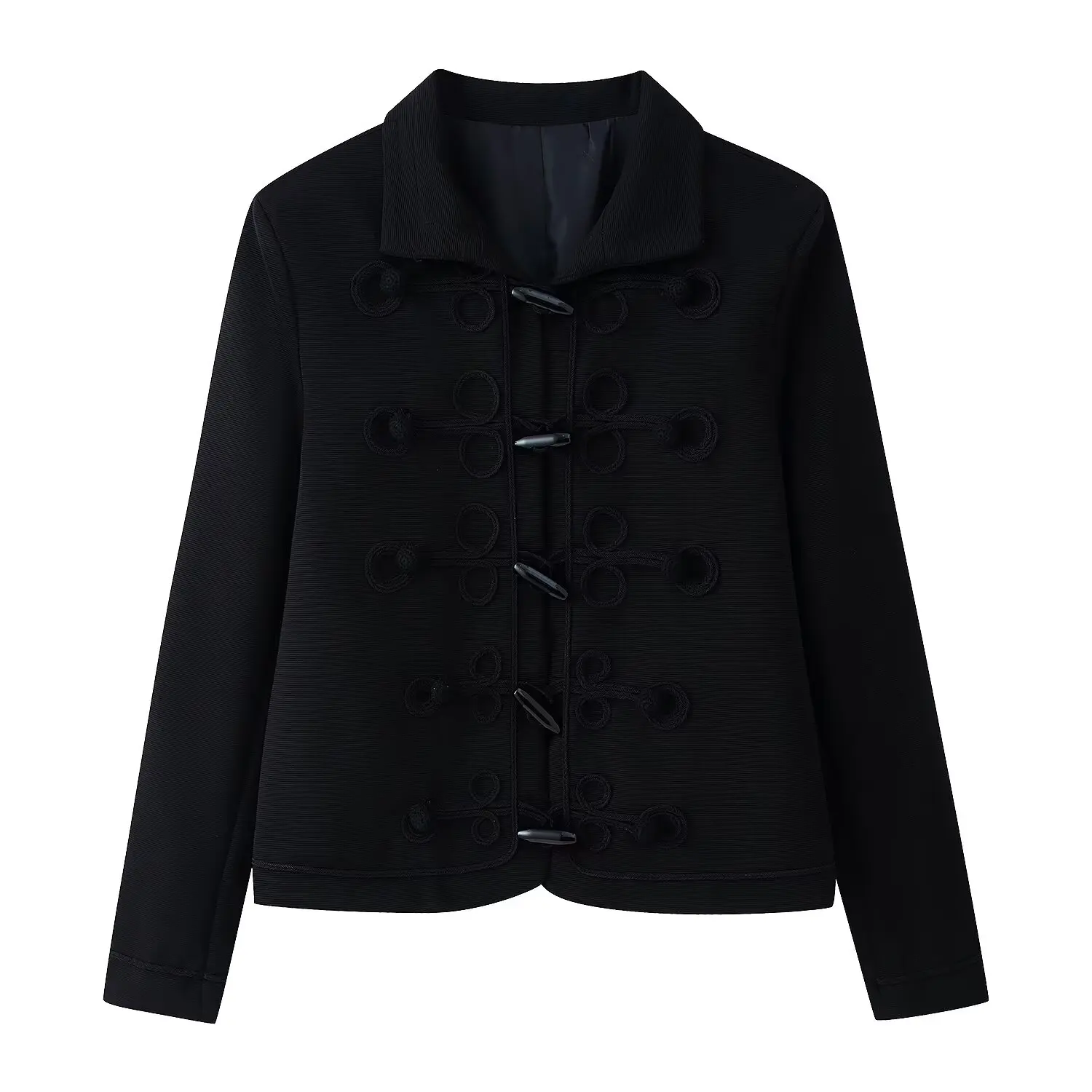 

WOMAN 2026 summer new fashionable casual stand up collar buckle decoration short jacket retro versatile women's outerwear top