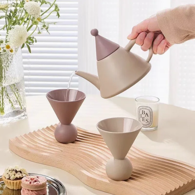 

Porcelain Afternoon Tea Set for Home Cafe Style Includes Teapot Cups Tray Nordic Ceramic Coffeeware Gift