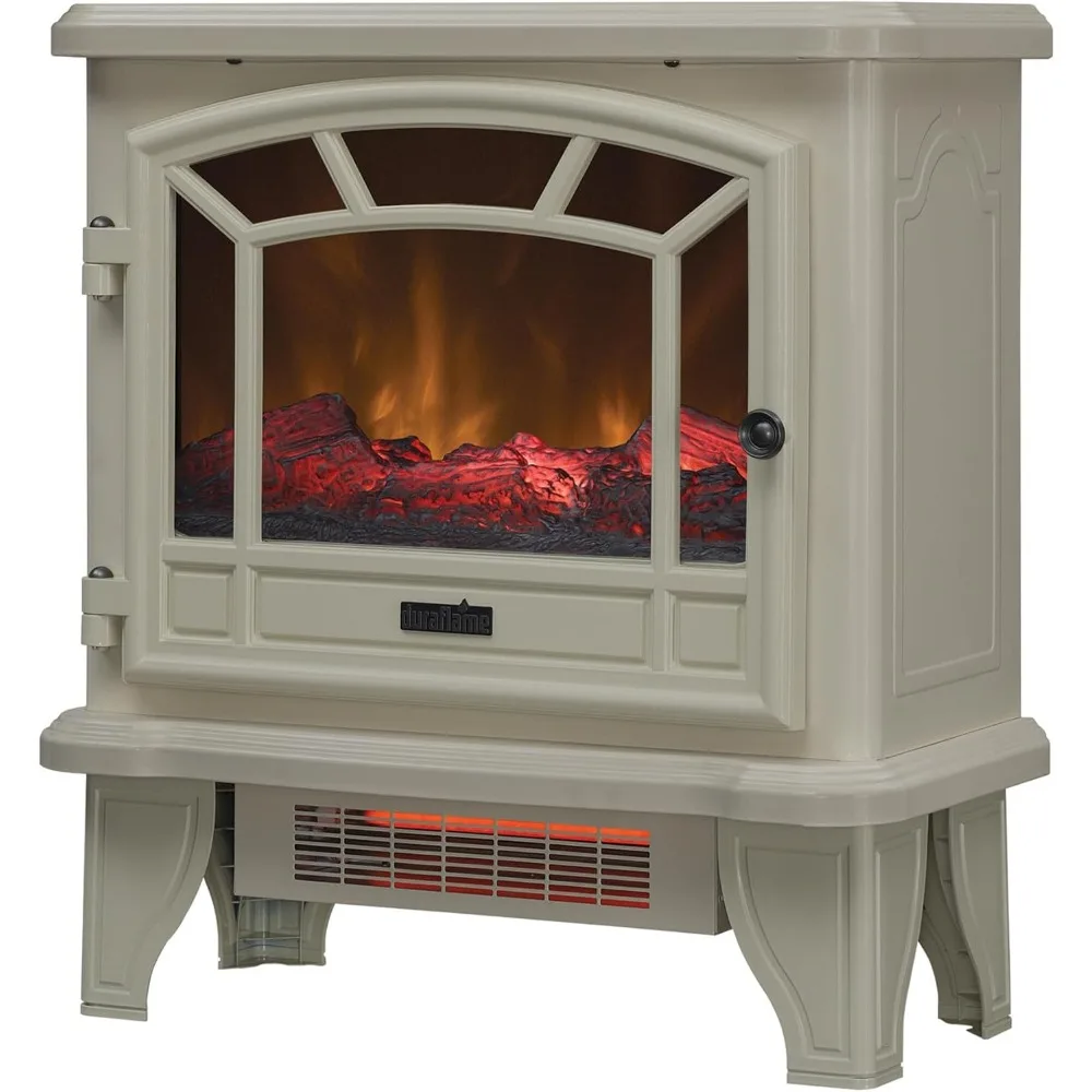 Electric Fireplace Stove 1500 Watt Infrared Heater with Flickering Flame Effects - Cream  electric fireplace  fireplaces