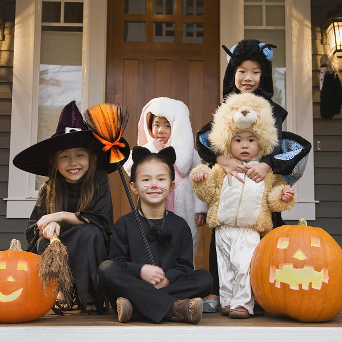 1pc Prop Halloween Witch Besom Party Decoration Broom Ornament Halloween Show Broom Decorations Festival Event Use