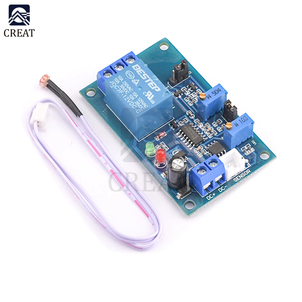 12V Photoresistor Relay Module Light Brightness Sensor Timer Detection Controller Switch On/Off With Wires for Car Board