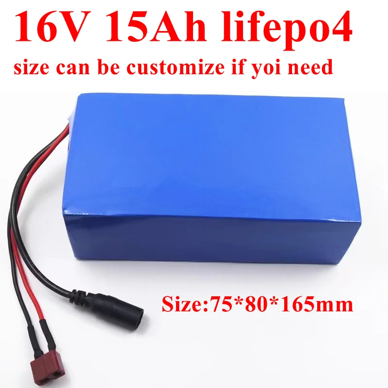 1pcs 16V 15AH Lifepo4 16V lithium battery IFR high drainfor 16V electronic parts bike monitor Medical equipment +2A Charger