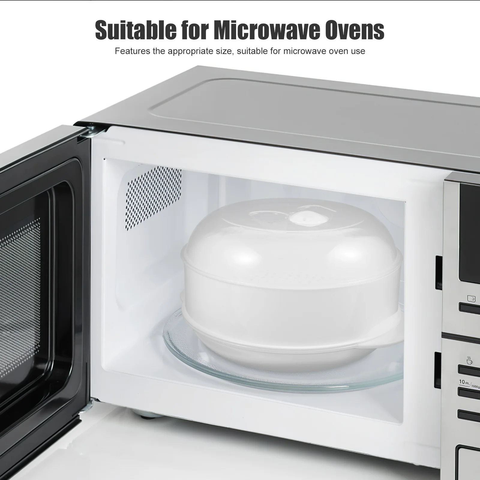 

1Pcs Plastic Round Microwave Steamer Basket Food Steamer Kitchen Gadget Container Transparent Lid Kitchen Supplies