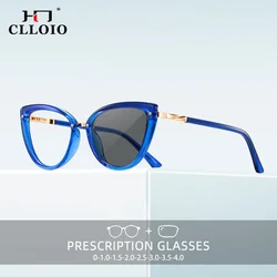 CLLOIO Fashion Cat Eye Reading Glasses Women High Quality Anti Blue Light protective glasses Photochromic Prescription Glasses