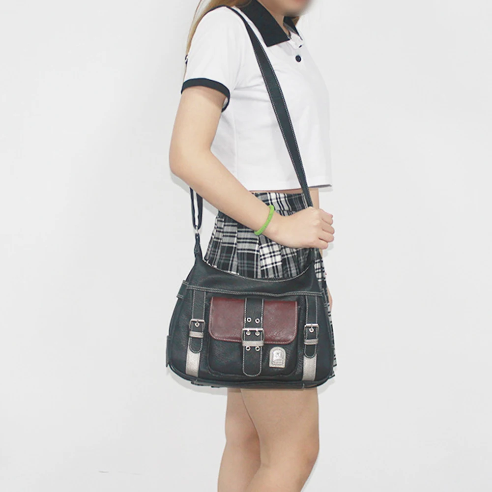 

Girls Retro Sling Bag Adjustable Strap Vintage Crossbody Bag Casual Multi-Pocket Contrast Color for Traveling Shopping Commuting