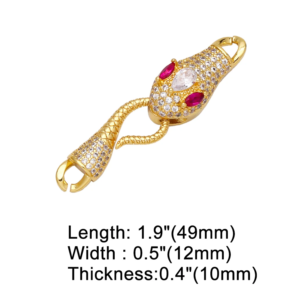 OCESRIO Snake Head Clasps Bracelet Connector CZ Copper Gold Plated DIY Handmade Easy Hook Jewelry Making Supplies cnta076
