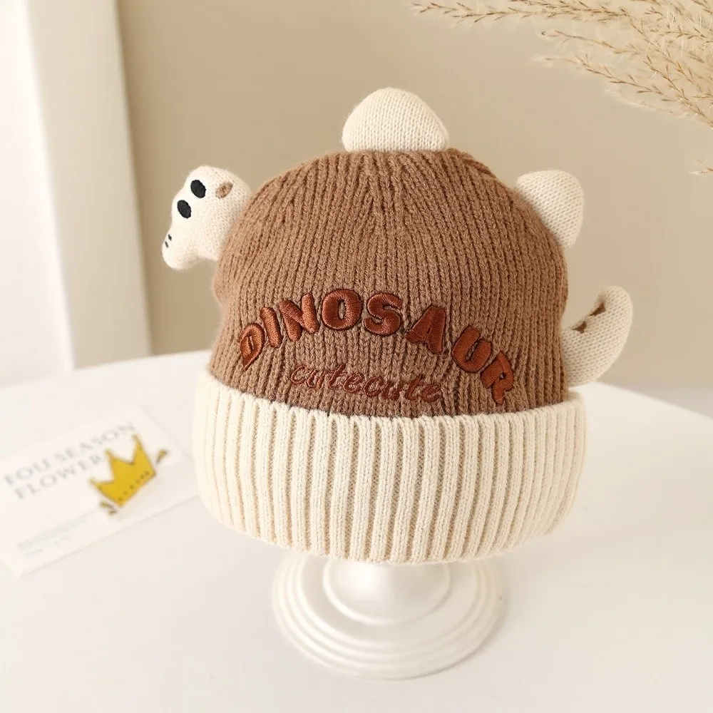 

New Durable Cute Cartoon Dinosaur Kid Pullover Hat Cold Proof Windproof Ear Protection Hat Warm Thickned Knitted Hat Winter