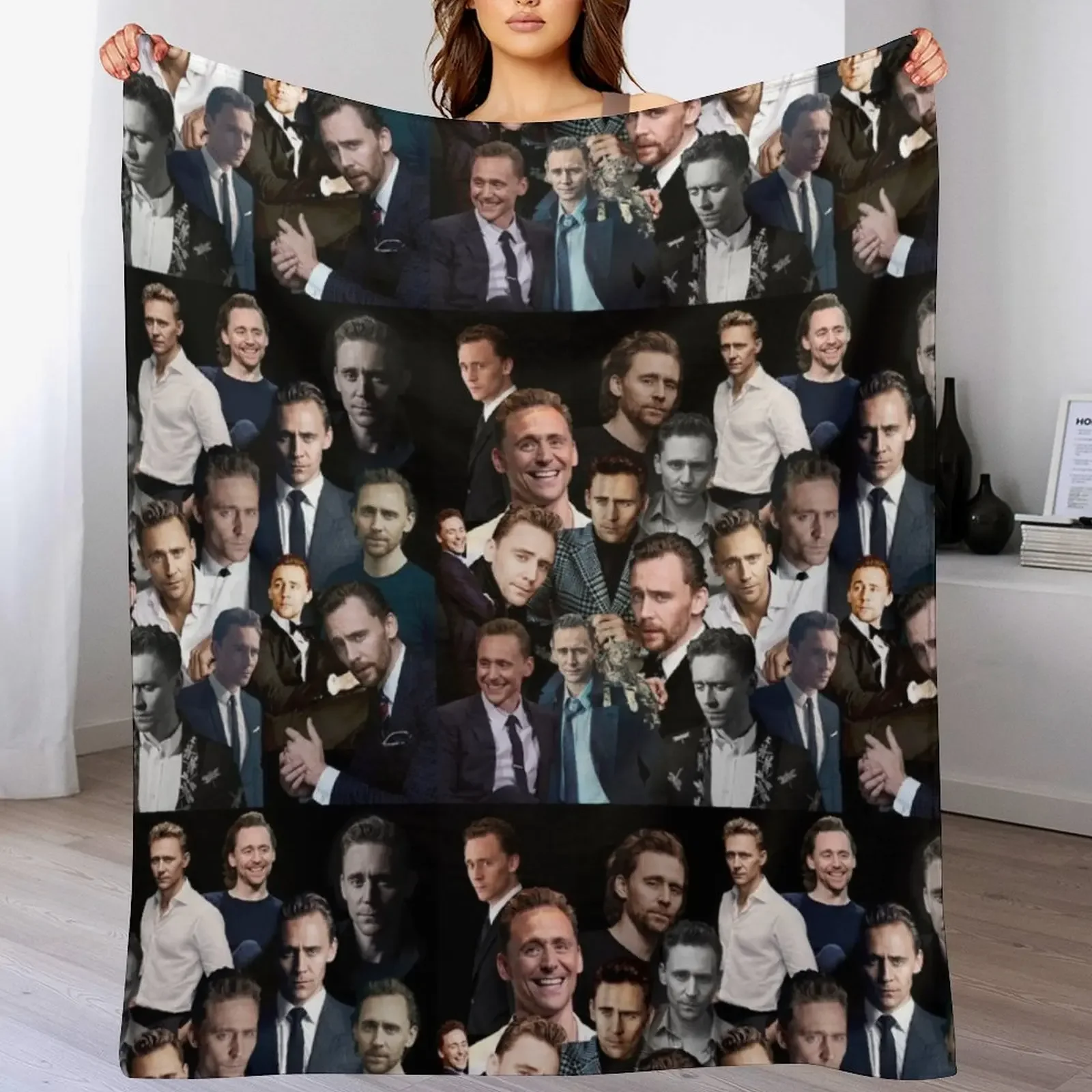 

Tom Hiddleston Sexy Collage Throw Blanket Travel Size Cozy Blanket for Plane Train