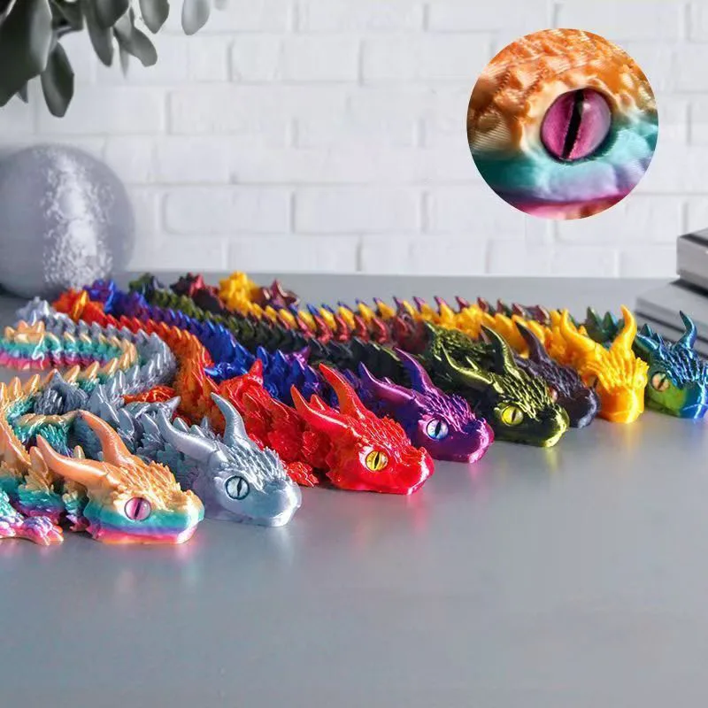 Anime Figure Joint Movable Dragon Articulated Perfect Radiant Printed Crystal Fidget Toys Dragon Micro Landscape Garden Decor