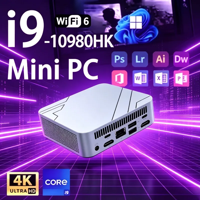 2026 Mini PC Portable Slim New Core i9 10980HK 1TB 2TB SSD 16GB RAM WIFI 6 BT5.2 4K HD Mini Gaming Office Study Pc