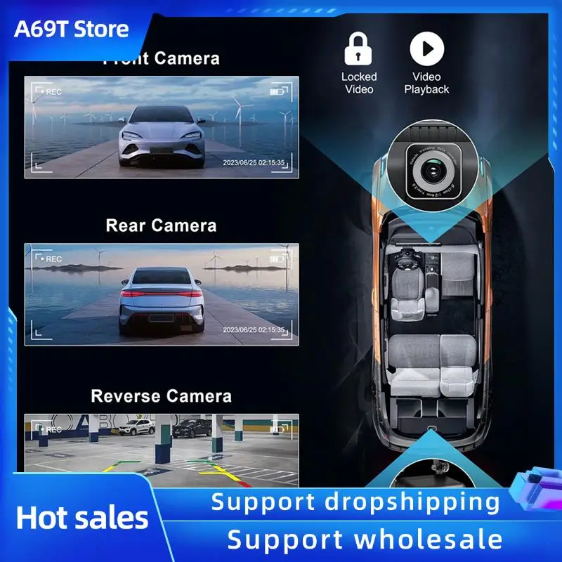 

A69T 2X Portable Wireless Carplay Car Stereo With Dash Cam - 10.26In HD IPS Screen, Android Auto, 1080P Backup Camera