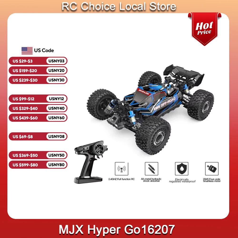 MJX 16207 Hyper Go 70km/h Brushless Rc Car 70KM/H High Speed Drift Cars 1/16 2.4G 4WD Racing Car Off-Road Remote Control Truck