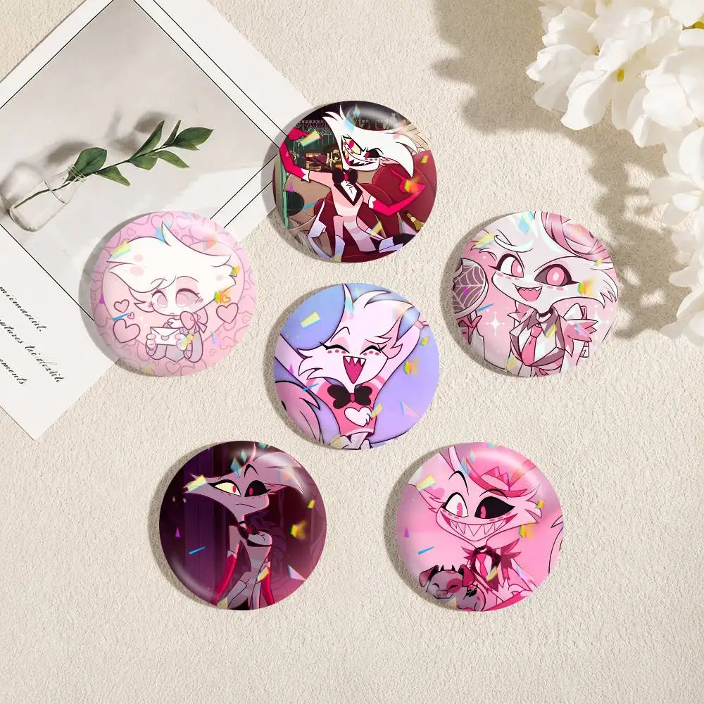 H-Hazbin Hotel Angel Dust  25mm 32mm 44mm 58mm 75mm Brooches Badges Pins for Accessories Gift