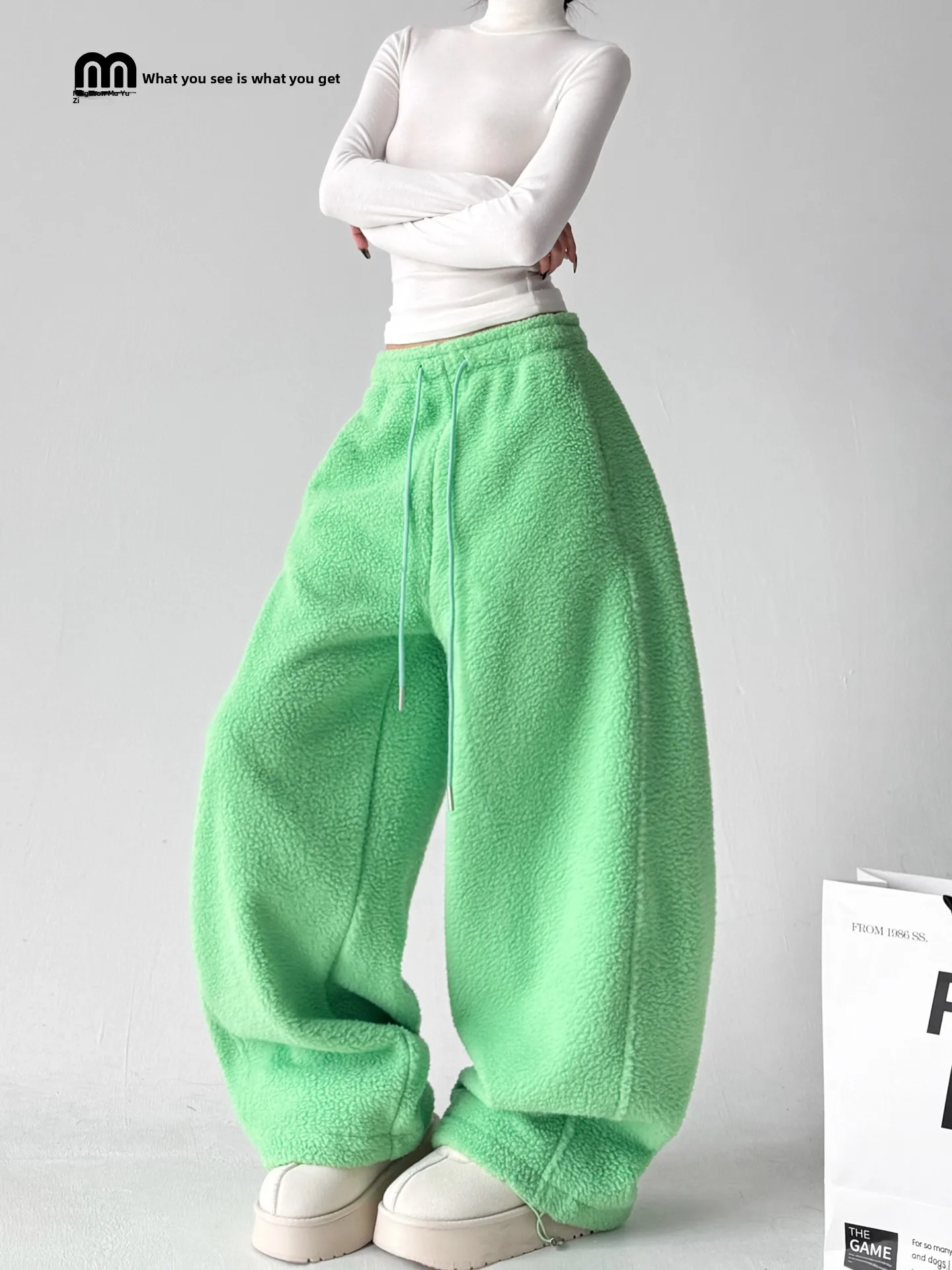 Pantalones anchos de invierno para mujer, pantalones informales de pana con cintura elástica, pantalones informales multicolo...