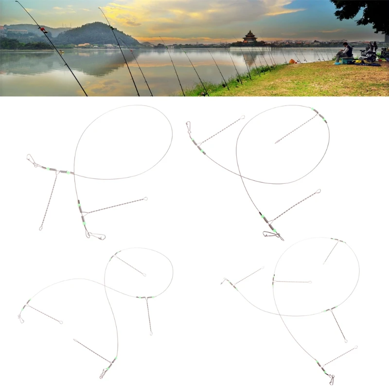 652D Sea Fishing String Hook Anti-Winding Steel Rigs Wire Leader Hooks Line