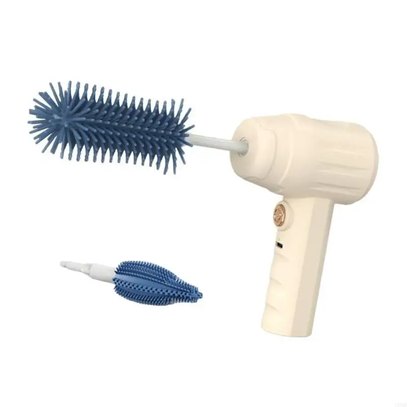 منظف دوار كهربائي مع رأس فرشاة تنظيف قابلة للاستبدال، أداة تنظيف فعالة لزجاجات الأطفال