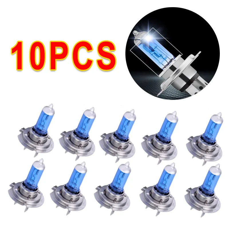 

2-10 Pcs 100W 12V Super Bright Halogen Bulb White Fog Light Universal H4 Car Headlight Car UV Protection Auto Accessories