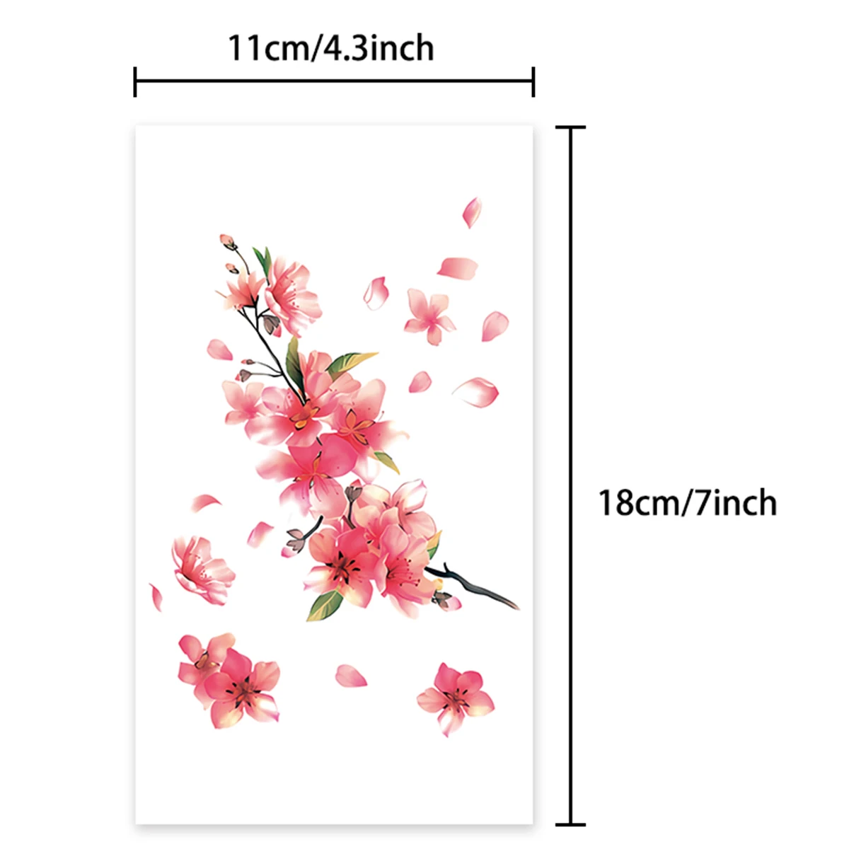 1Pc Cherry Blossom Temporary Tattoo Sticker, Long-lasting and Waterproof, Realistic Fake Tattoos for Man and Women, For Arm, Leg