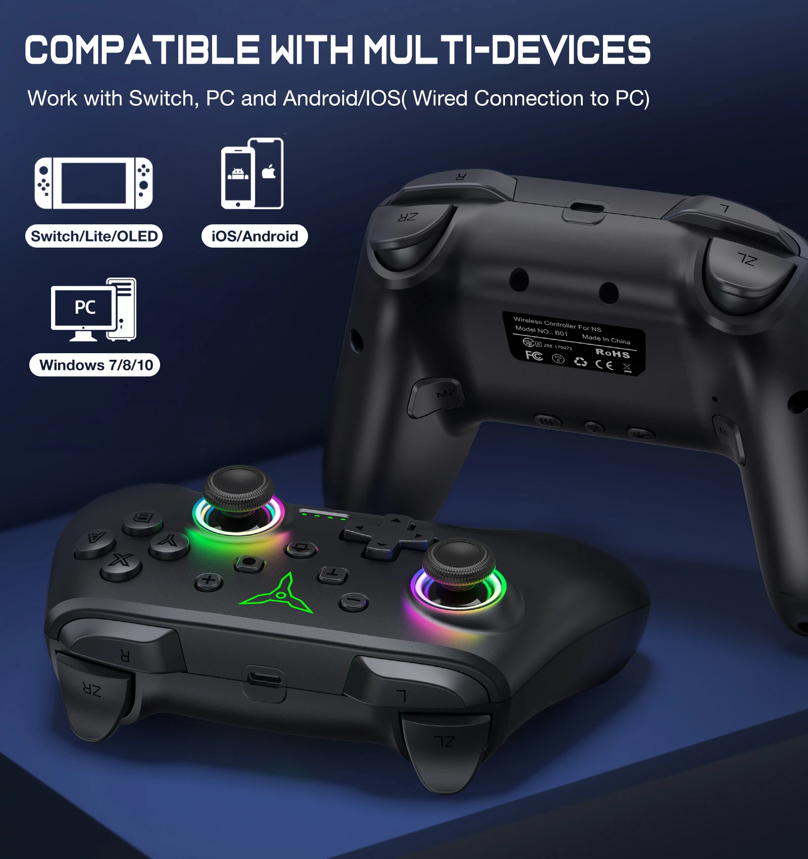 BEBONCOOL Wireless Controller for switch 2 with Joystick Double Vibration Compatible for Switch OLED/Lite Switch Remote Gamepad image 2