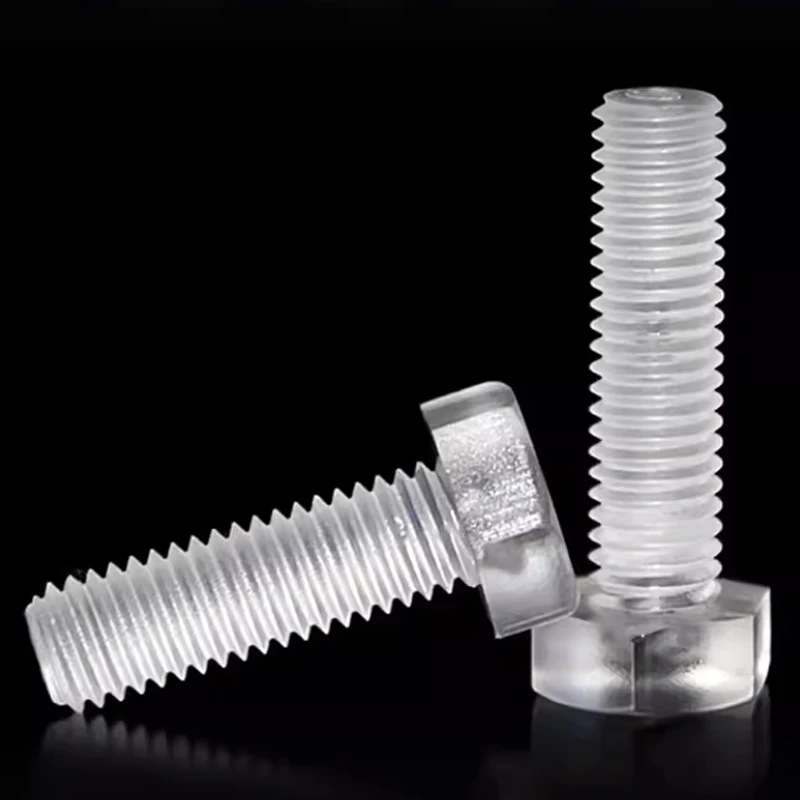 Clear Acrylic Fully Threaded Hexagon Bolts M3 M4 M5 M6 M8 M10 M12 PC Plastic Transparent External Hex Head Screws 10/20/50pcs