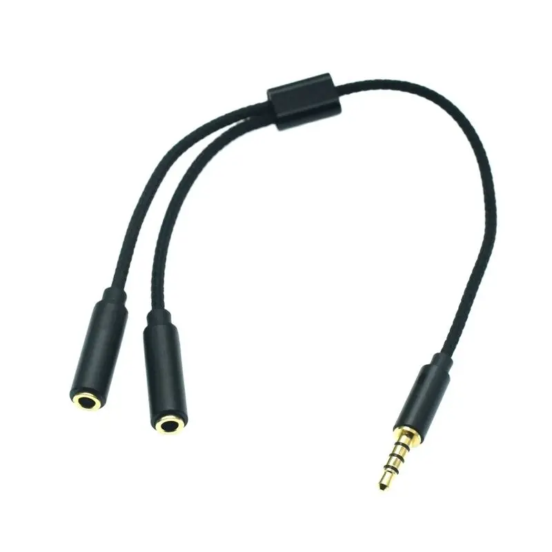 3.5mm kabel rozgałęźnik Audio do komputera Jack 3.5mm 1 męski do 2 żeński mikrofon Y rozdzielacz przewód AUX rozgałęźnik zestawu słuchawkowego