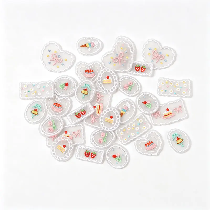 10 Stück 13-50mm Niedliche Spitzenstickerei-Stoffaufnäher, Blumen-Aufkleber, DIY-Kleidungs- und Taschendekorationen cp3904 – Detail 4