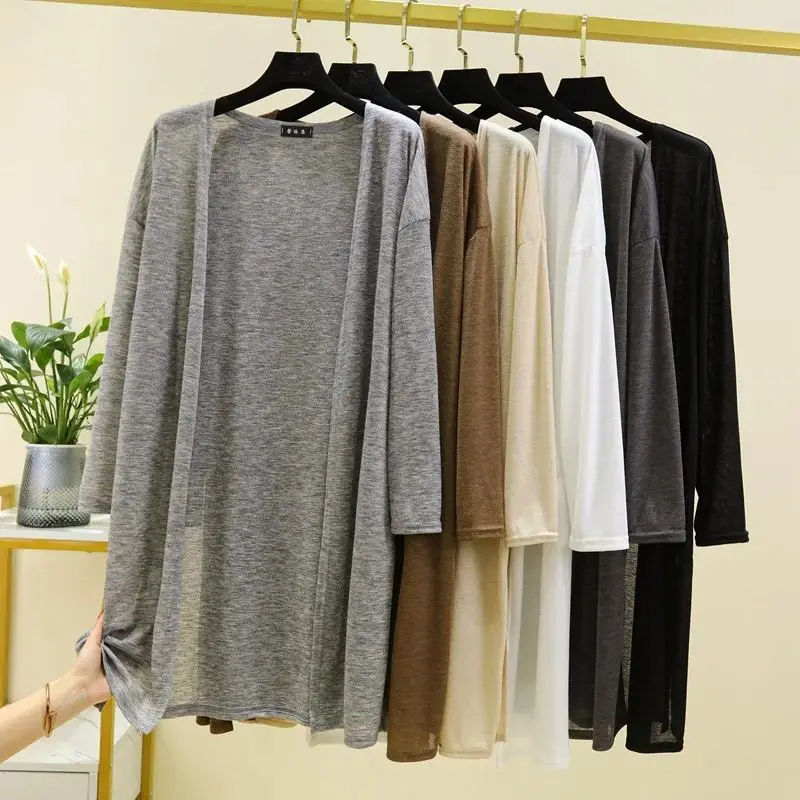 

Women's Spring Summer Thin Cardigan Long Sve irt Sun Protection Lightweight Classic Sle Ladies' Knitted Wear