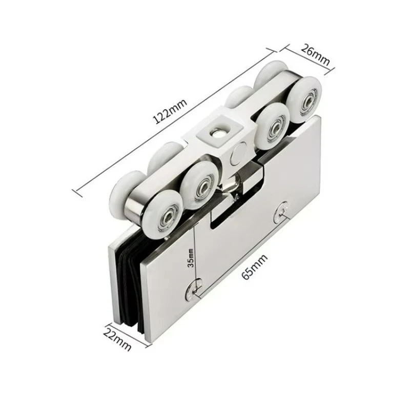 Frameless Tempered Glass Sliding Door Hanging Wheel Sliding Door Pulley Bearing Capacity 150KG Rail Door Accessories