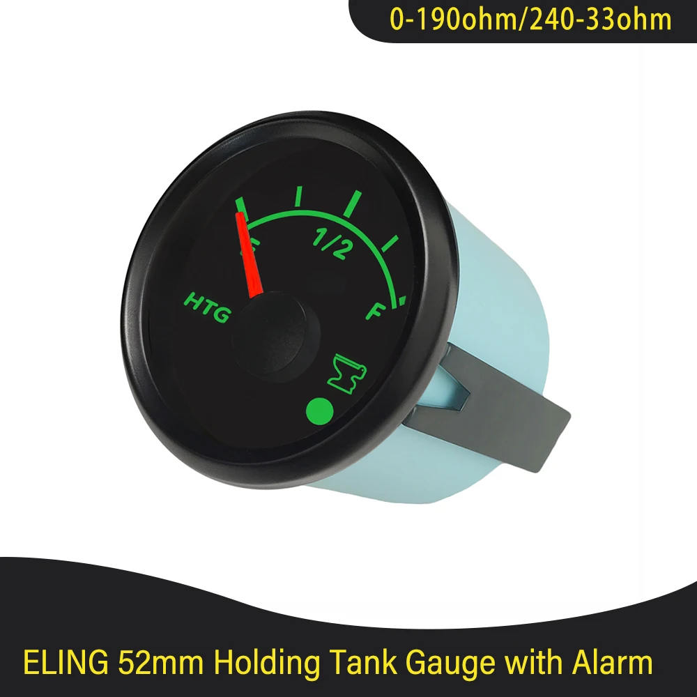 

Popular 52mm Holding Tank Level Gauge Meter Signal 0-190ohm 240-33ohm with 8 Colors Backlight and Alarm for RV Yacht Van 12V 24V