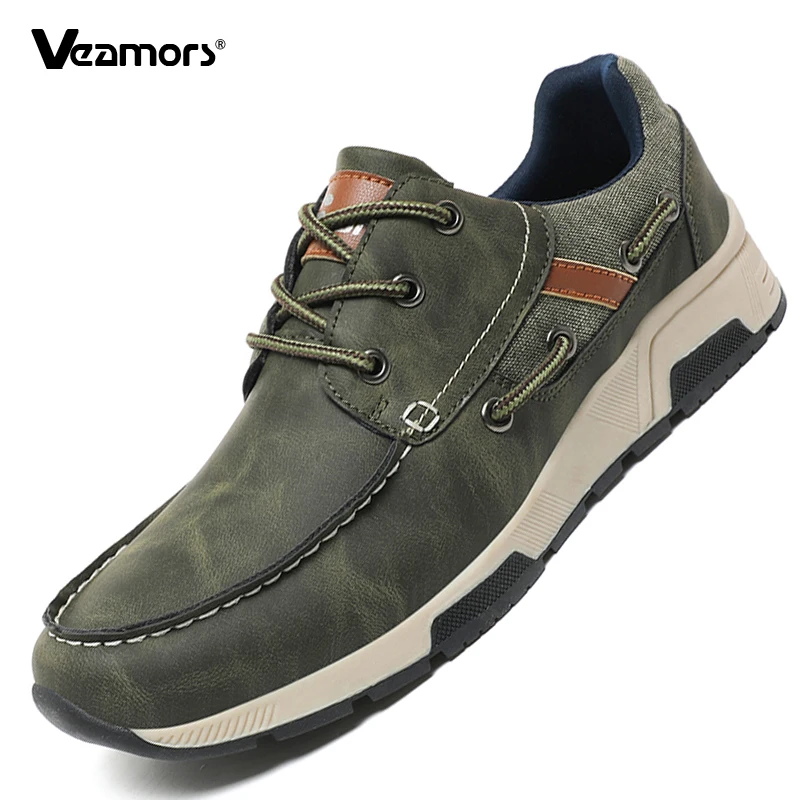 

Модная мужская прогулочная обувь в стиле ретро, повседневные кроссовки из искусственной кожи, мужская эластичная нескользящая уличная спортивная обувь для бега, фитнеса