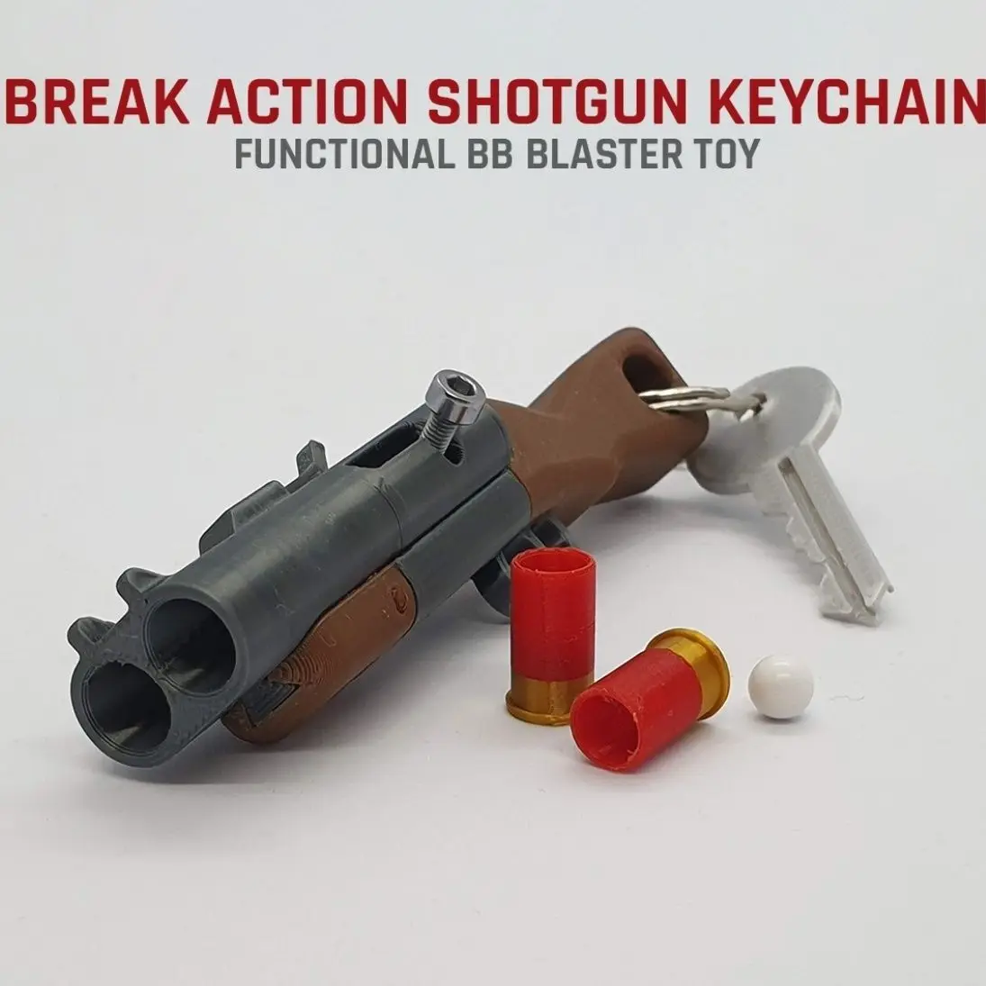 

Mini Break Action Shotgun Pendant, 3D Printed Toy That Fires Small Balls, Stress Relief Fidget Toy & Backpack Charm