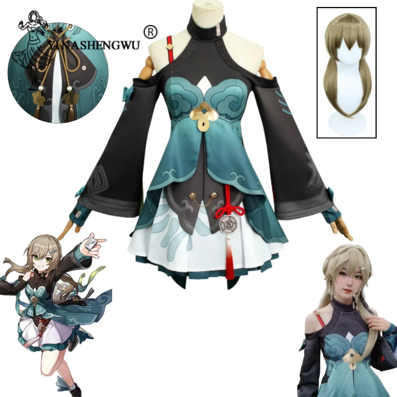 

Honkai Star Rail Qingque Cosplay Costume Sexy Dress Uniform Qingque Wig Game Outfits Halloween Carnival Party Clothe Comic Con