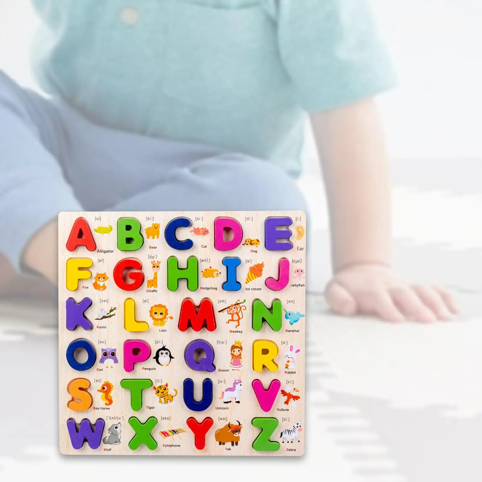 

Wooden Alphabet Puzzle Preschool Toy Learn Board Alphabet Puzzle Set Wooden Puzzle Toy for Kindergarten Ages 0-3 Years Kids