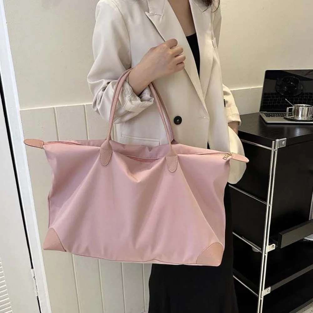 

Solid Color Oxford Tote Bag Large Capacity Waterproof Nylon Shoulder Bag Travel Wash Bag Korean Style Simple Underarm Bag