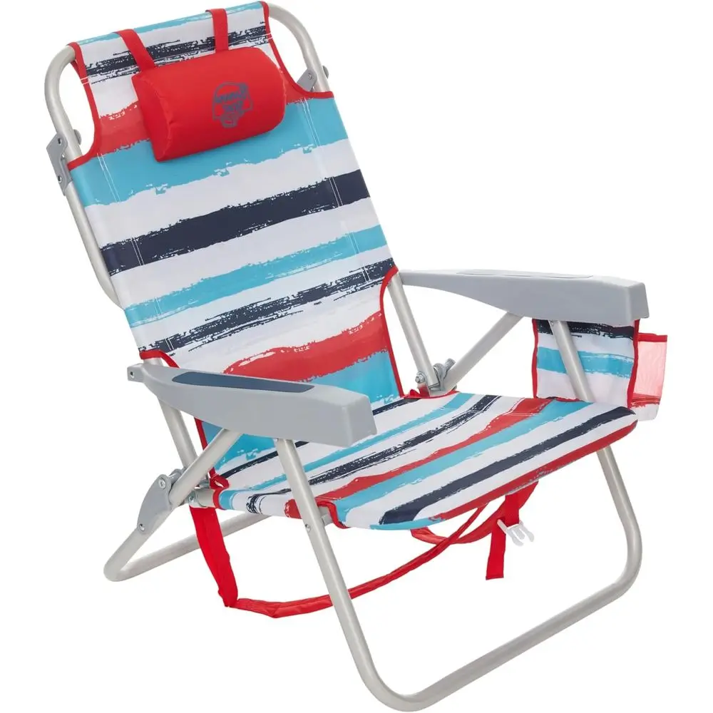 olding Beach Chair Lightweight Backpack Chairs or Adults 5-Position with Lay lat Outdoor Heavy Duty Beach Chair, Red (1 PK)