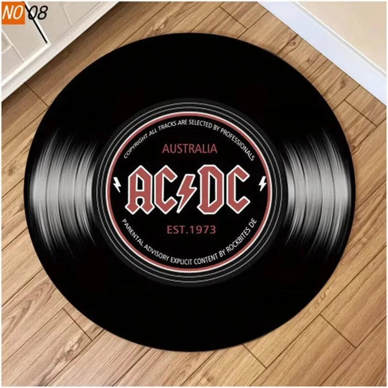 Minimalist Retro Vinyl Record Groove Black Disk Round Carpet Mat Rug Music Theme Home Decoration Living Room Bedroom Studio