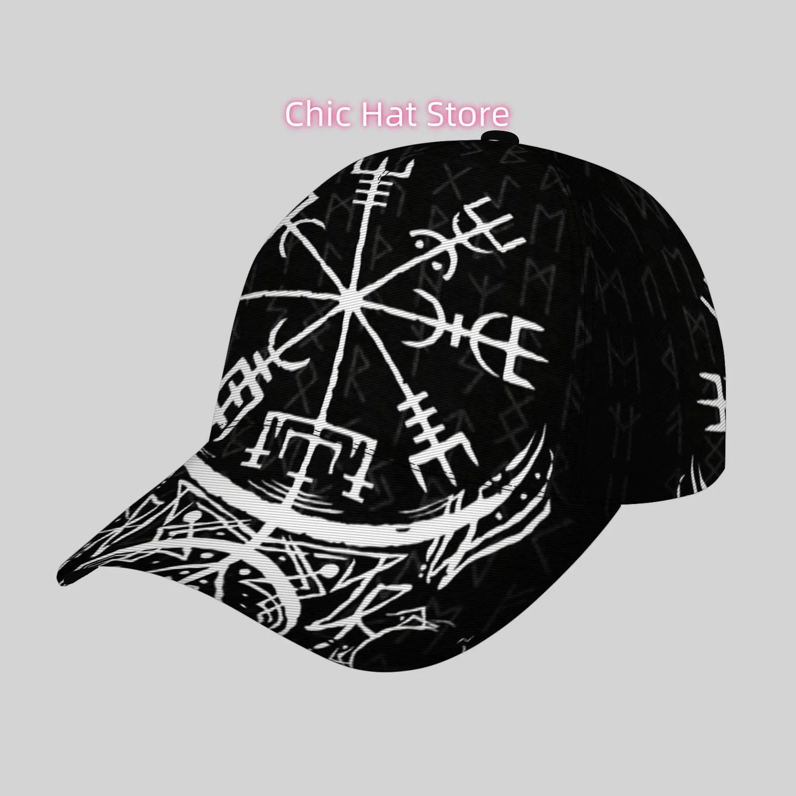 Fashionable and Lightweight Hat, Cool Hip-hop Baseball Cap, Suitable for Outdoor Activities and Vacation, Viking compass pattern