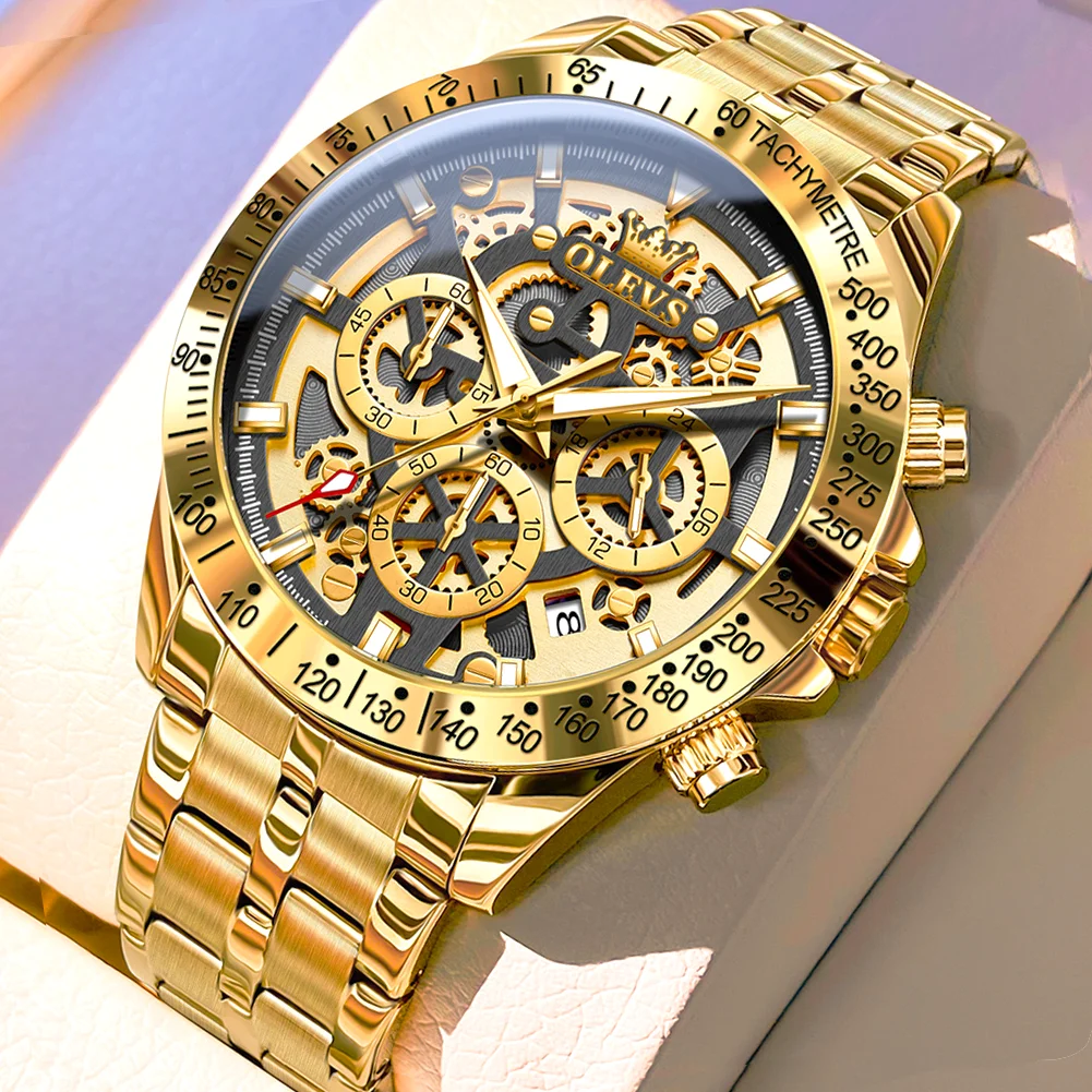 Men's Gold Quartz Watch, 3Bar Waterproof
