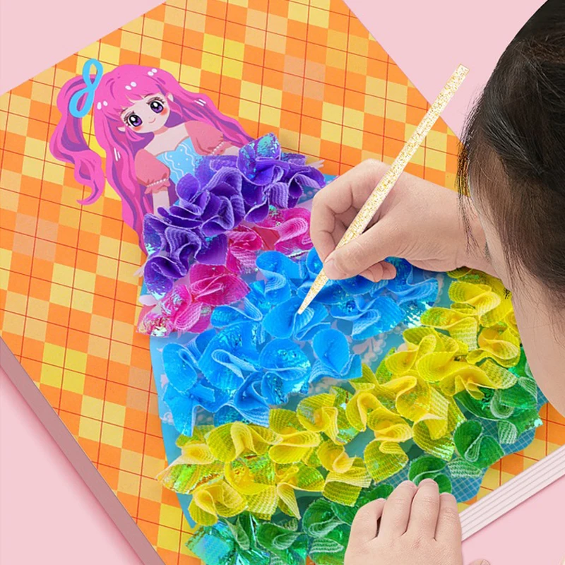 DIY Dress Up Book for Girls Sticky Painting Creative Handmade Children's Puzzle Poke Happy Dream Princess Stickers Book