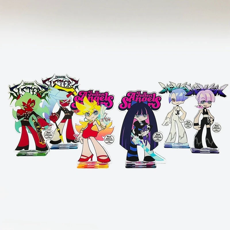 Polyester PANTY STOCKING Stand Anime KeyChain Polyurethane Men Key Chain for Women Cartoon Figure Acrylic Keyring Pendant Gift
