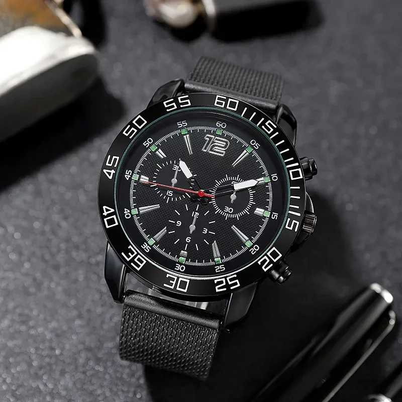 Luminous Sports Clock Relogio Masculino Luxury Men Watches Adjustable Strap Three Eyes Digital Dial Business Casual Quartz Watch