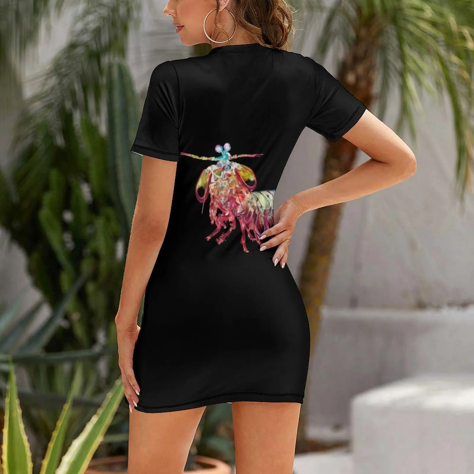 Rainbow Peacock Mantis Shrimp Science Under Water Creatures Short Sleeved Dress luxury dress Summer dresses for women Dress