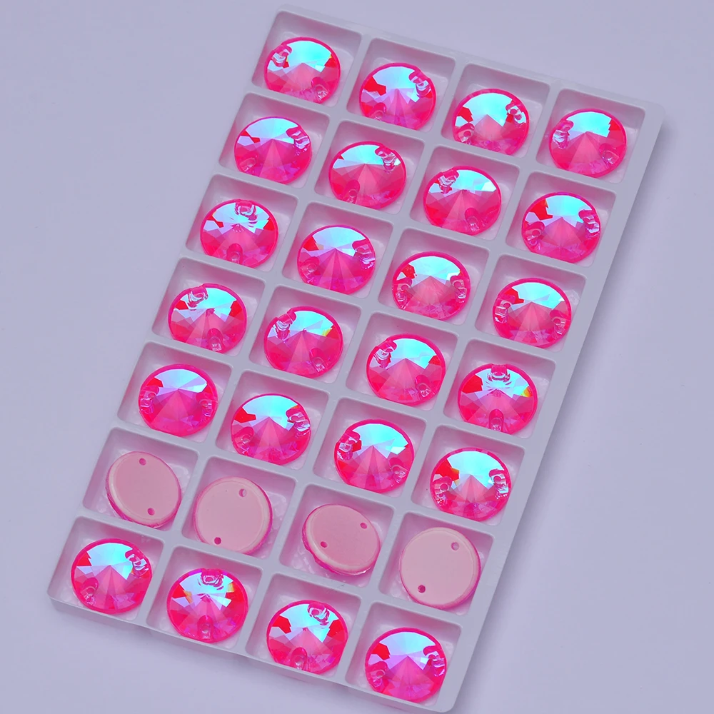 Glas K9 Neon Rivoli Neue Strass-Kanten mit Facettenschliff Aufnähbare Kristalle Flache Rückseite Steine für DIY-Kleidung – Detail 13
