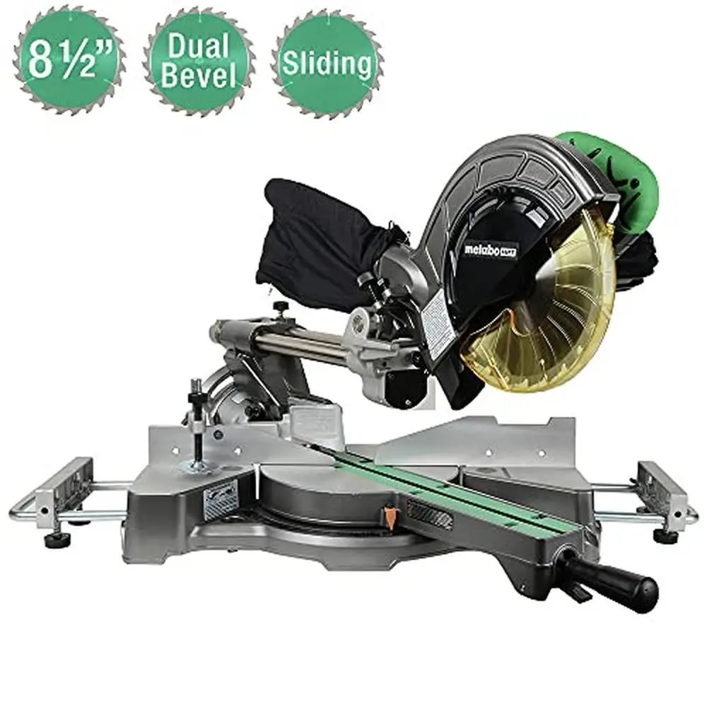 8-1/2-Inch Miter Saw Linear Ball Bearing Slide System Precise Compound Cuts Adjustable Pivot Fence 9.5 Amp Motor 5,500 RPM Speed