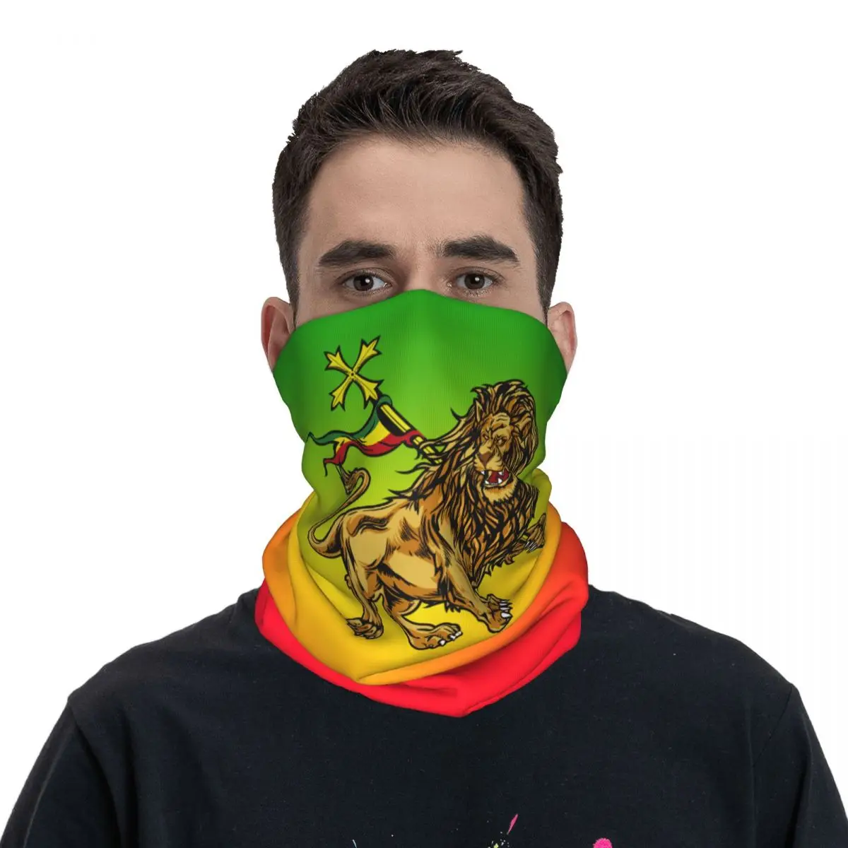 Rasta Lion Of Judah Ethiopia Merch Bandana Neck Gaiter Rastaman Rastafari Wrap Scarf Cool Jamaica Reggae Balaclava Breathable